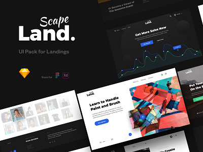 Landscape UI Pack clean clear creative design free freebie inspiration interface landing design landing page navigation portfolio sketch ui uikit ux web webdesign website widgets