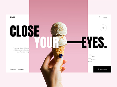 MIND - Close Your Eyes clean clear creative dailui design grid ice cream inspiration interaction interface mind minimal porfolio sketch typography ui ux web webdesign website