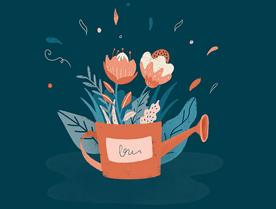 Watering Can flowers illustration procreate watering can