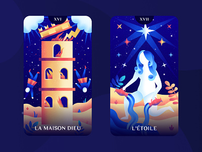 Marseille Tarot - 2 card illustration tarot vector