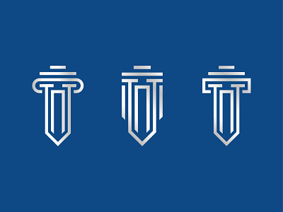 TPT Law Firm Monogram Concepts blue concept concepts firm law law firm logo logo design monogram parthenon podium silver sword swords