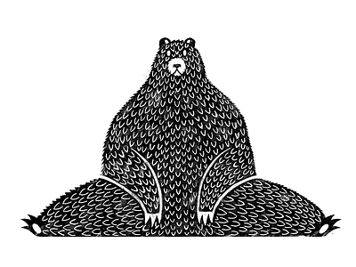 Bear chillin' animal bear black brush debute drawing illustration texture white