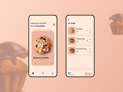 Muffilicious cart checkout page food app minimalist uidesign uiux ux uxdesign