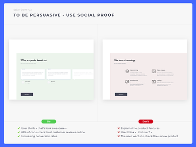 Do Don't UX - Social Proof advise authority rules best practice comment customer data data proof e shop ecommerce halo effect implicit egotism influence influencer marketing note previous research social social profile social proof trust ux process