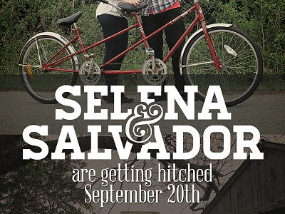 Sal And Selena hitched invite postcard save the date type typography wedding