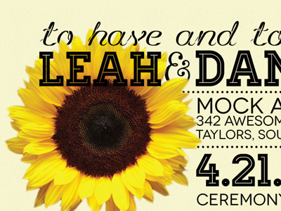 Leah And Daniel design flower font invitation invite sunflower type wedding