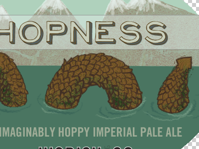 Hopness Beer Label, Personal Project beer label hop ipa label lake loch ness monster oval