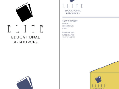 Elite Logo and Branding blue book branding clean education gold learning letterhead logo publishing vertical yellow