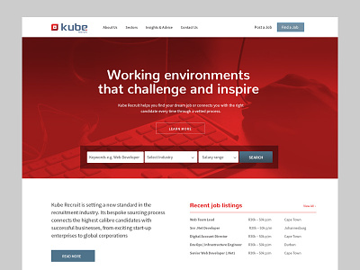 Kube Recruit homepage recruit search bar