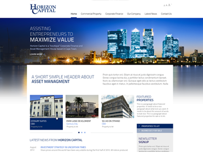 Horizon Capital clean corporate homepage large background