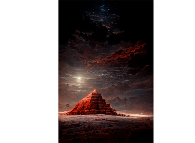 Red Mayan pyramid