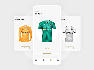 Legia Warsaw Mobile App - Product Cards app ecommerce interaction mobile products shop sketch soccer sports ui user experience user interface ux warsaw