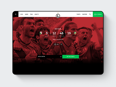 Legia Warsaw Website - Pre-game Counter countdown counter football interaction match sketch soccer sports ui user experience user interface ux warsaw webdesign website