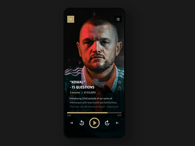 Legia Warsaw Mobile App - Podcast Player aftereffects animation app dark football interaction legia mobile parallax player podcast podcasts soccer sports ui user experience user interface ux video warsaw