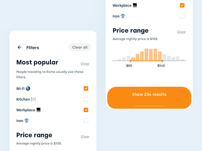 Filters Screens - New Blog Post accomodation app blog blog post booking booking app design filter ui filtering filters interaction mobile mobile app poppins sketch ui usability user experience user interface ux