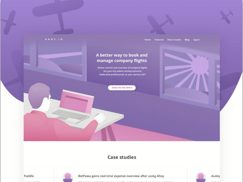 Ahoy App - Landing Page and Web Application illustration principle sketch flight search landing dashboard web app app web design web ui ux