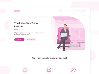 Ahoy - landing page app dashboard flight search illustration landing pink sketch ui ux web web app web design