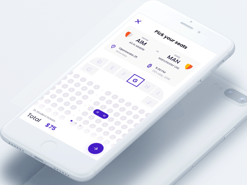Seat Picker Flow design sports tickets seats mobile user experience ui ux interaction app animation
