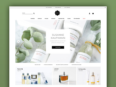 Beauty E-Commerce Multibrand Store beauty cosmetic e commerce flat green homepage shop store storefront thinkideas