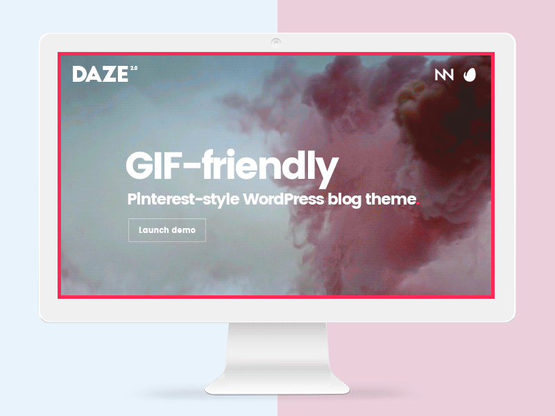 DAZE - A Pinterest-Style Blog WordPress Theme animated blog blogging clean creative design gif ui ux web website wordpress