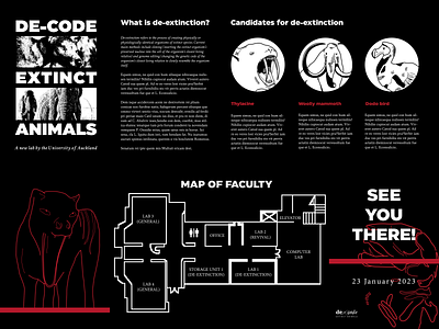 De-code Extinction - Pamphlet (w/o flip) branding design exhibition graphic design illustration minimalist pamphlet poster promotion