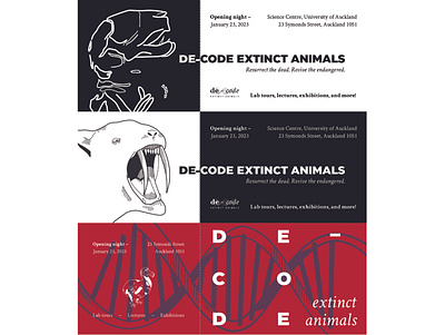 'De-code Extinct Animals' - Promotional Tickets branding design event exhibition graphic design illustration logo minimalist pamphlet promotion promotional tickets ui vector