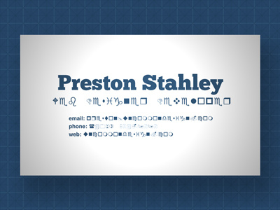 Business Card (Wingdings) business card print typography uncommon design wingdings