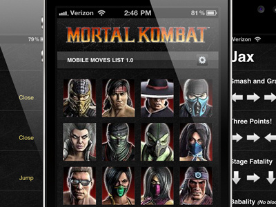 MK Mobile Moves List iphone mortal kombat video game web app