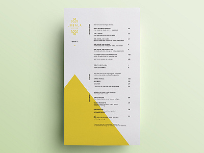 Jubala Coffee menu branding coffee color design identity layout menu north carolina raleigh typography