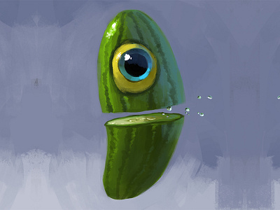 Mr. Cucumber cartoon character design cucumber cyclops doodle slashed vegetable veggie