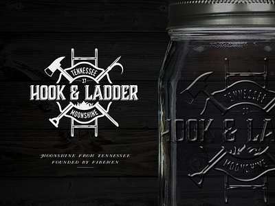 Hook & Ladder Moonshine firemen hook jar ladder logo moonshine tennessee vintage