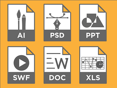 Document Types ai doc document icon illustration illustrator ppt swf types vector xls