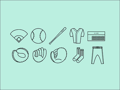 Baseball Icons ball baseball free freebie glove icon illustration october postseason sports uniform vector