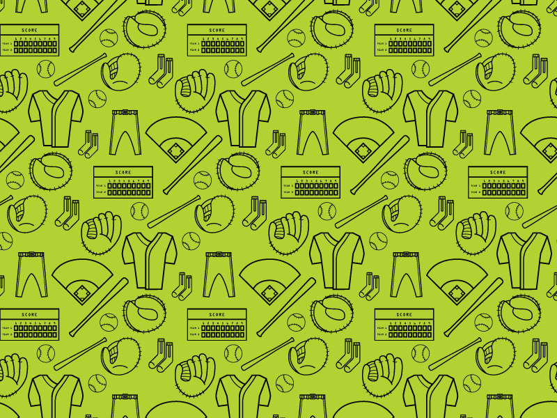 Baseball Pattern freebie sports illustration pattern vector postseason october icon glove baseball bat score