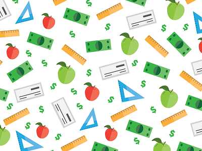 Pattern apple bank check finances icon illustration money pattern paycheck ruler vector