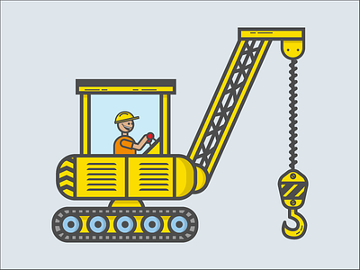 Crane build concept construction crane crawler elearning graphic icon illustration vector