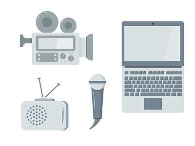 Infographic pieces audio camera computer concept icon illustration laptop media microphone podcast vector video