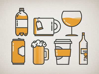 Drink Icons beer can coffee drink icon illustration mug soda tea vector water wine