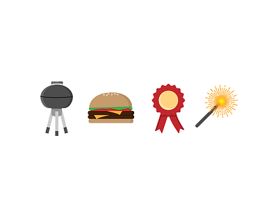 Happy 4th! burger fireworks grill icon illustration ribbon sparkler vector weber