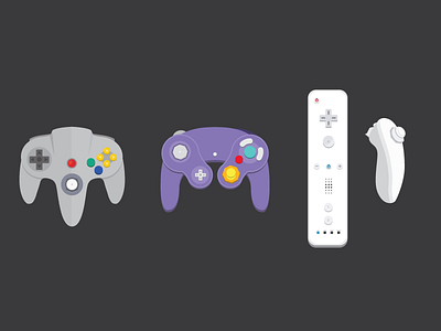 A few more controllers controller gamecube icon illustration n64 nintendo vector videogames wii