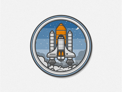 Rocketship badge earth icon illustration moon nasa rocket ship space stars vector