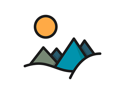 Mountains camping explore hills icon illustration landscape mountain outdoors range vector