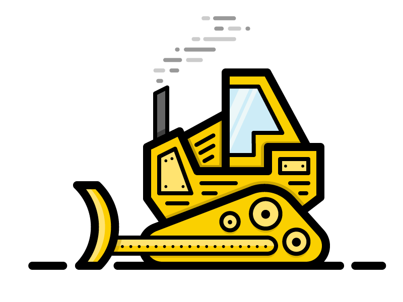 Bulldozer - Process build bulldozer cat construction icon illustration move truck vector yellow