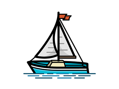 Sailboat boat float icon illustration nautical ocean sail sailboat sailing sea vector water