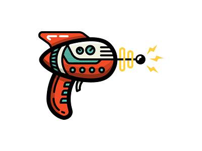 Ray Gun gun icon illustration laser magnet ray retro shoot space trigger vector