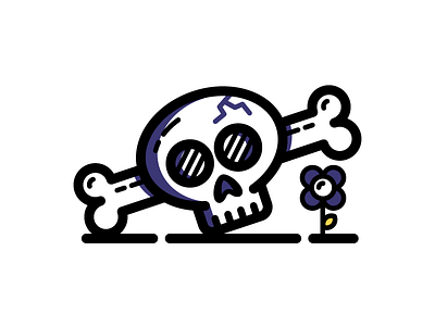 Skull daisy dead death fantasy icon skeleton skull vector