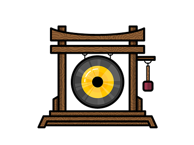 Gong asian clash cymbal gong icon illustration loud music percussion vector wood