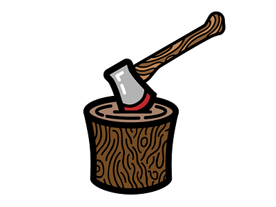 Hatchet axe camping chop explore fire hatchet icon illustration logs outdoors vector wood