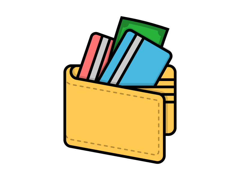 Wallet debit card credit money finance illustration icon vector