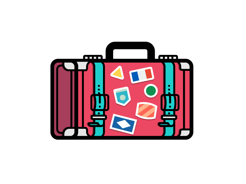 Suitcase explore location travel summer pack suitcase illustration icon vector